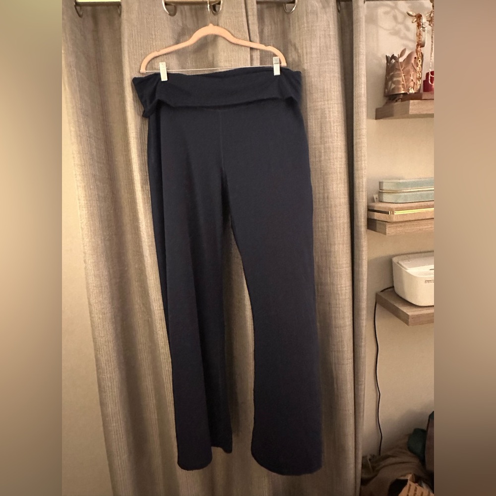 Fabletics Fold Over Navy Wide Leg Pants